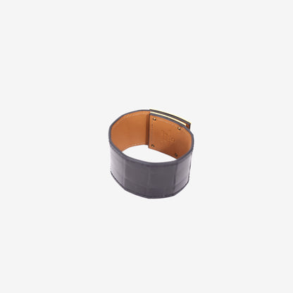 Hermès Kelly Dog Bracelet in Black Crocodile Skin with Gold Hardware