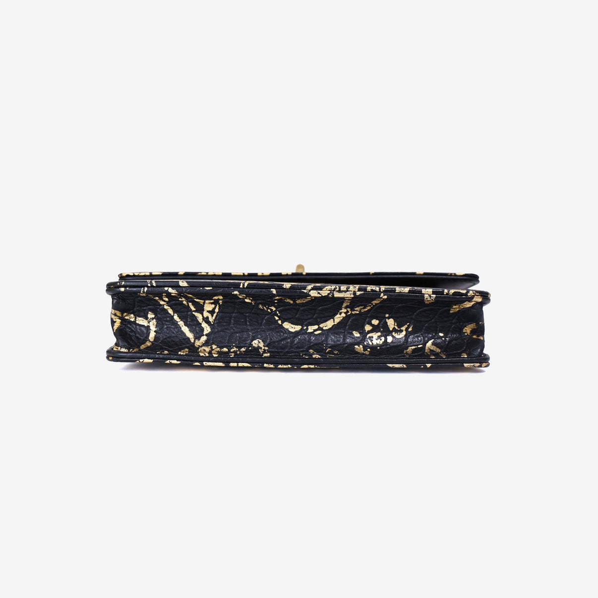 Chanel 2.55 Wallet on Chain in Black Calfskin Leather with Gold Hardware bottom view