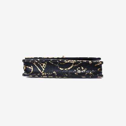Chanel 2.55 Wallet on Chain in Black Calfskin Leather with Gold Hardware bottom view
