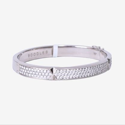 Boodles Pavé Diamond Bangle Bracelet in White Gold with Diamond detail view