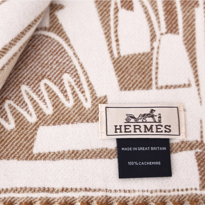 Hermès Sea Surf and Fun Scarf in Beige/Camel Cashmere