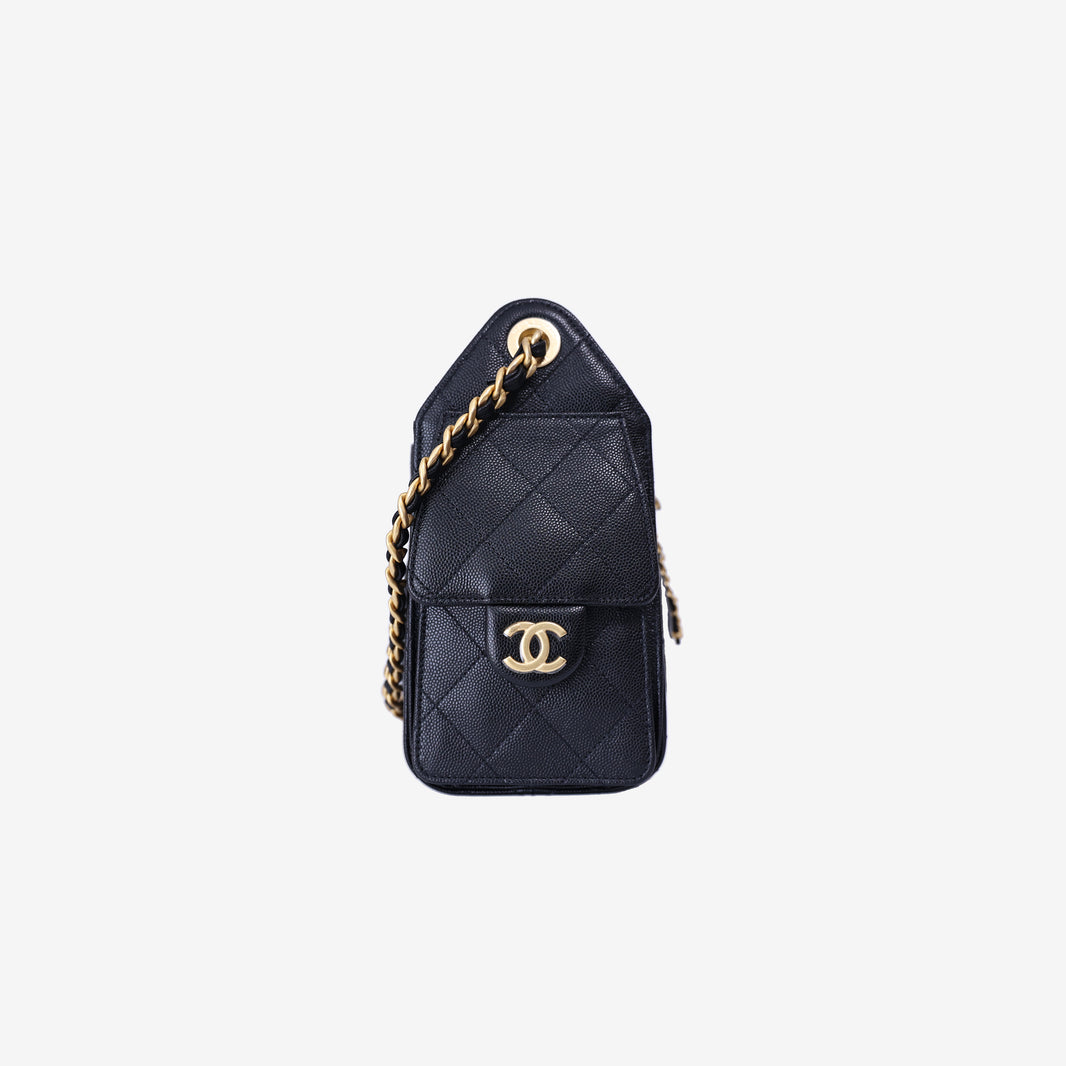 Chanel 25 Mini Hobo Bag in Black Calfskin Leather with Gold Hardware side view