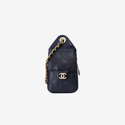 Chanel 25 Mini Hobo Bag in Black Calfskin Leather with Gold Hardware side view
