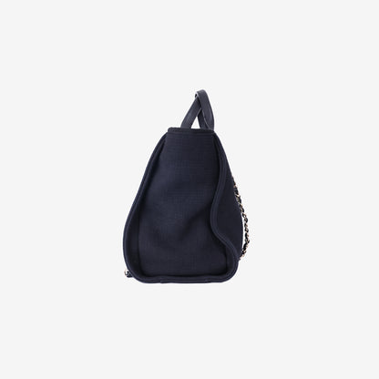 Chanel Deauville Shopping Tote in Black Canvas with Gold Hardware