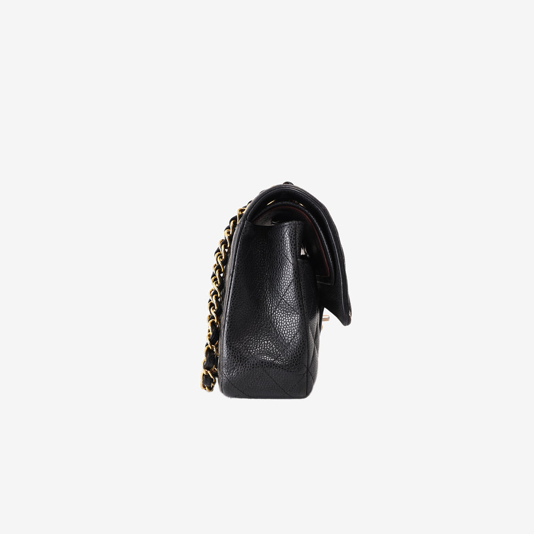 Chanel Classic Double Flap Medium in Black Caviar Leather with Gold Hardware