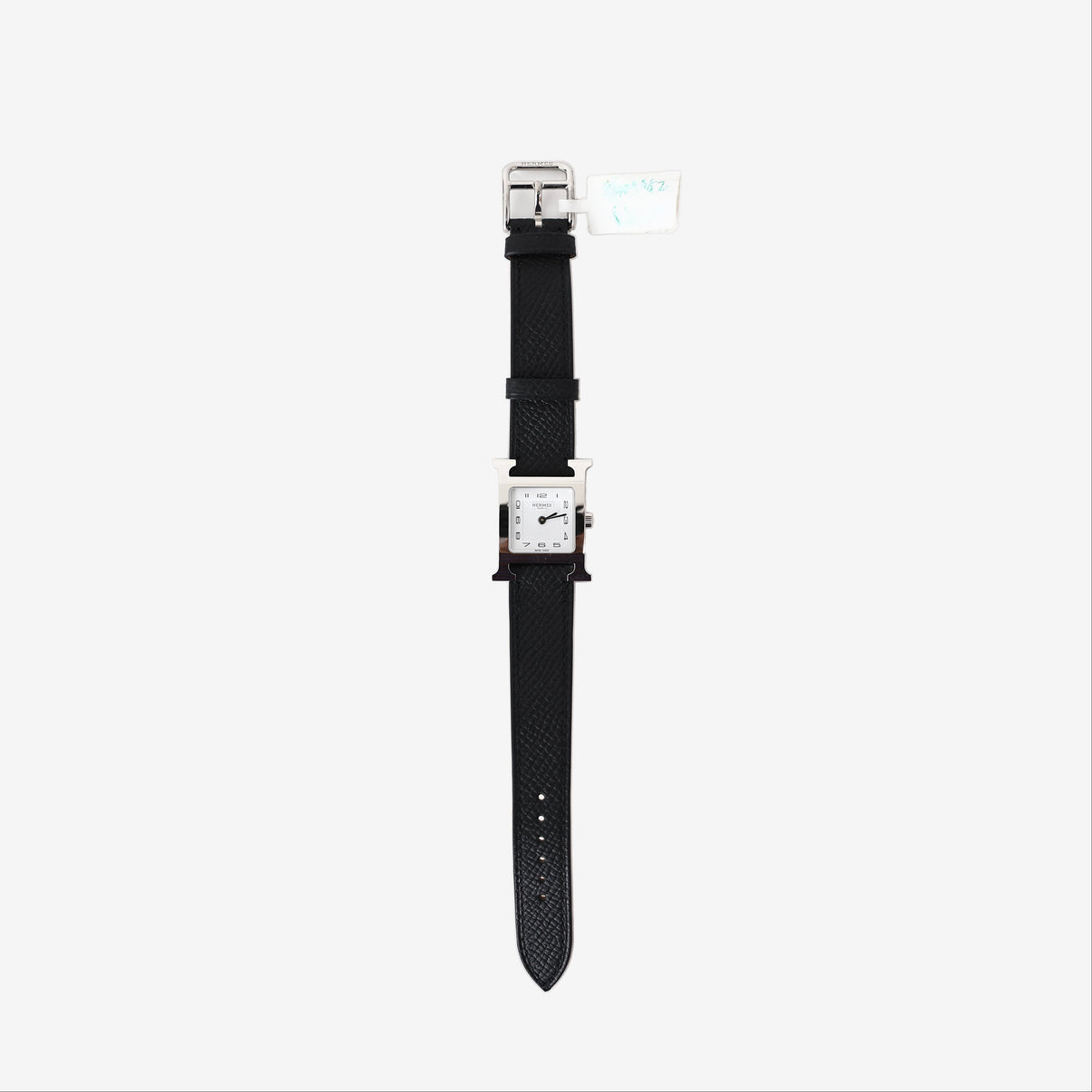 Hermès Heure H Watch in Noir Calfskin Leather front view