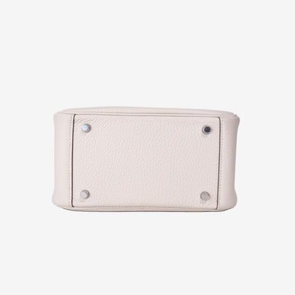 Hermès Mini Lindy in White Clemence Leather with Palladium Hardware