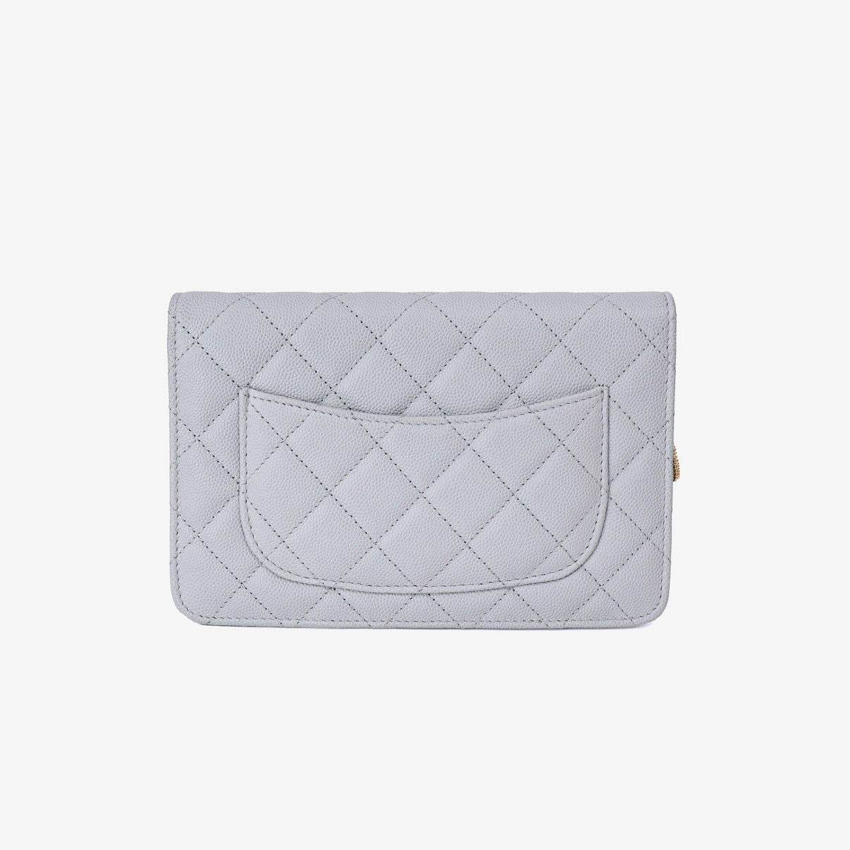 Chanel Wallet on Chain in Grey Caviar Leather with Gold Hardware back view