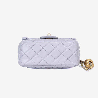 Chanel Pearl Crush Mini Square Flap Bag in Grey Lambskin with Gold Hardware (Contact to Enquire)