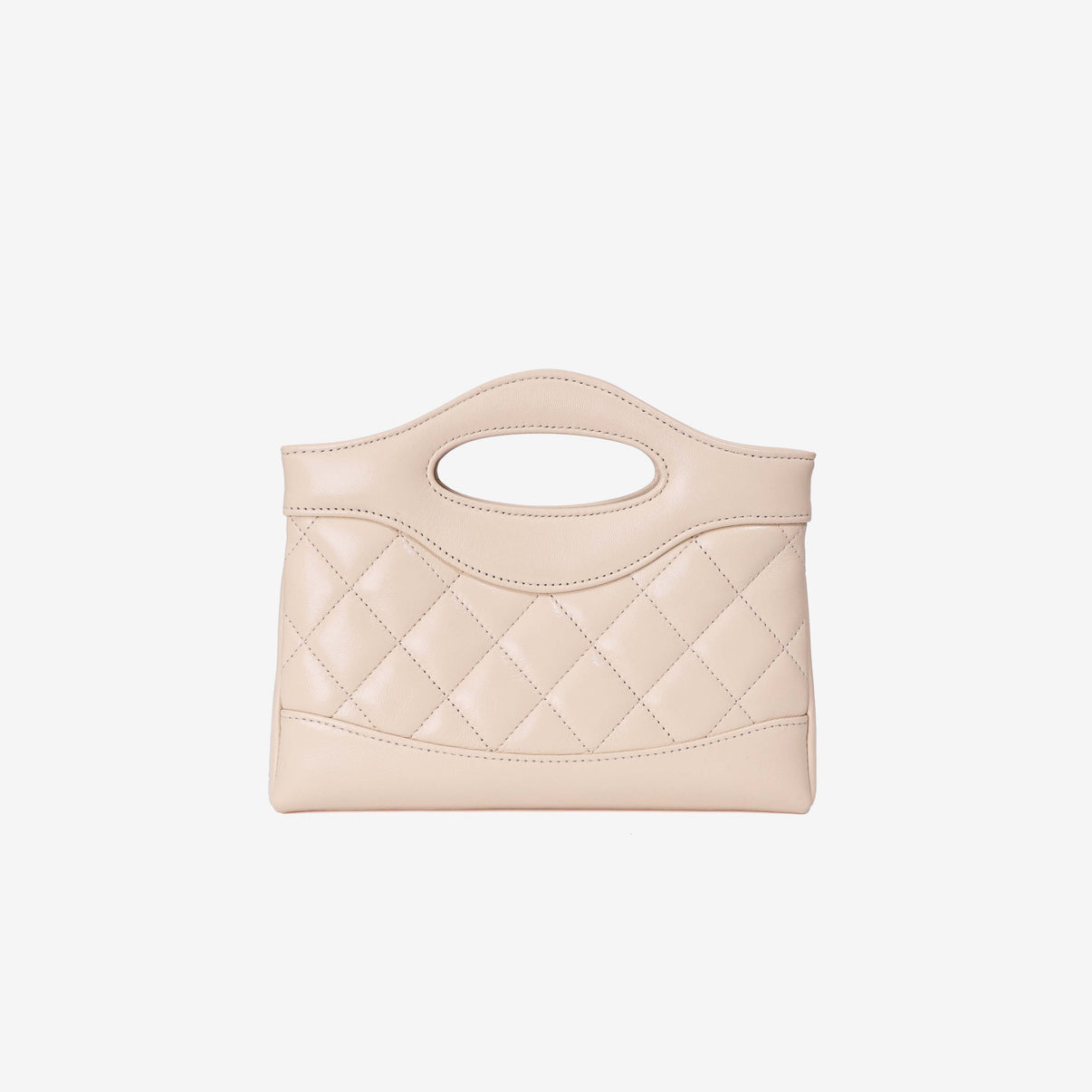Chanel 31 Nano Bag in Beige Lambskin Leather with Gold Hardware back view