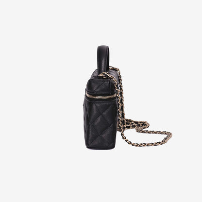 Chanel LP Vanity Case with Chain Small CC Logo in Black Caviar Leather with Gold Hardware (Contact to Enquire)