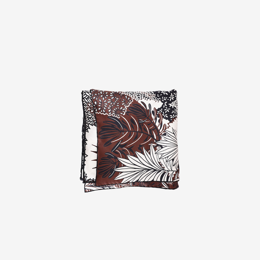Hermès Mountain Zebra Carré 90 in Marron/Noir /Blanc/Blue Silk Twill back view