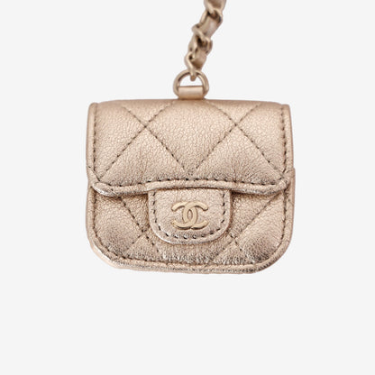 Chanel AirPods Case and Coin Purse Set in Gold Lambskin with Gold Hardware