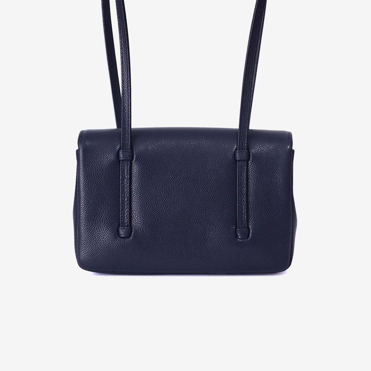 Chanel 26P Preppy Flap Mini in Navy Calfskin Leather with Gold Hardware back view