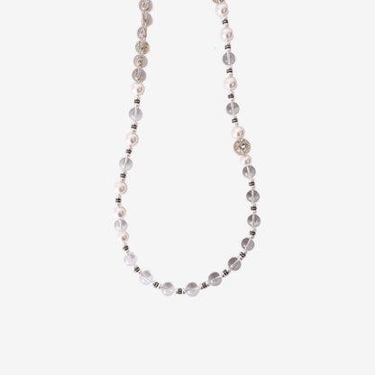 Chanel Resin Pearl Crystal Flora On Ice Long Necklace in Golden Pearly White