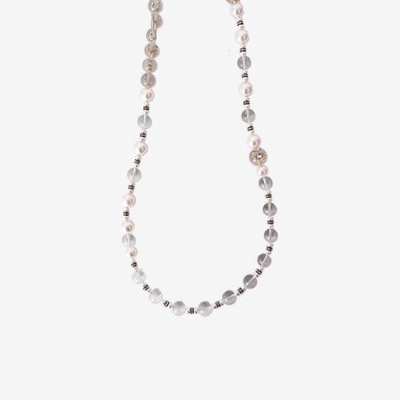 Chanel Resin Pearl Crystal Flora On Ice Long Necklace in Golden Pearly White