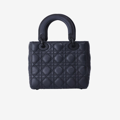 Dior Small Lady Dior Bag in Black Ultramatte Cannage Calfskin Leather
