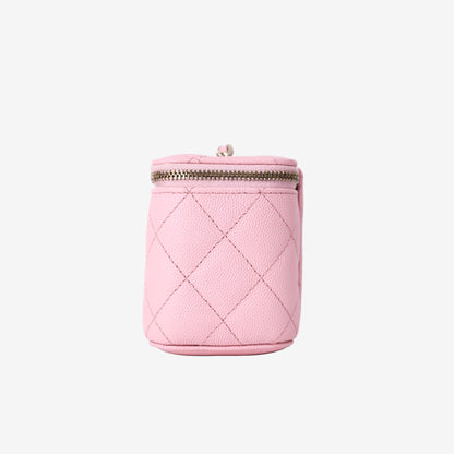 Chanel Mini Square Vanity Case in Sakura Pink Caviar Leather with Gold Hardware