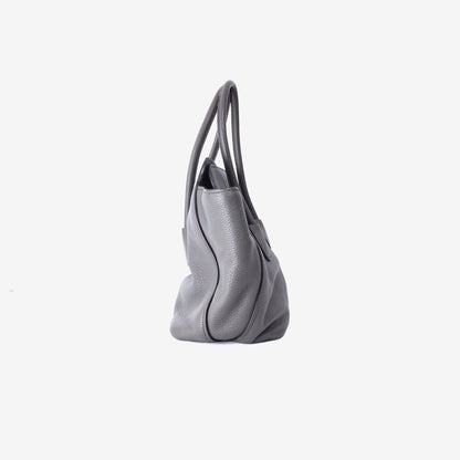 Prada Vitello Daino Leather Top Handle Tote Bag in Grafite Calfskin Leather with Shoulder Strap