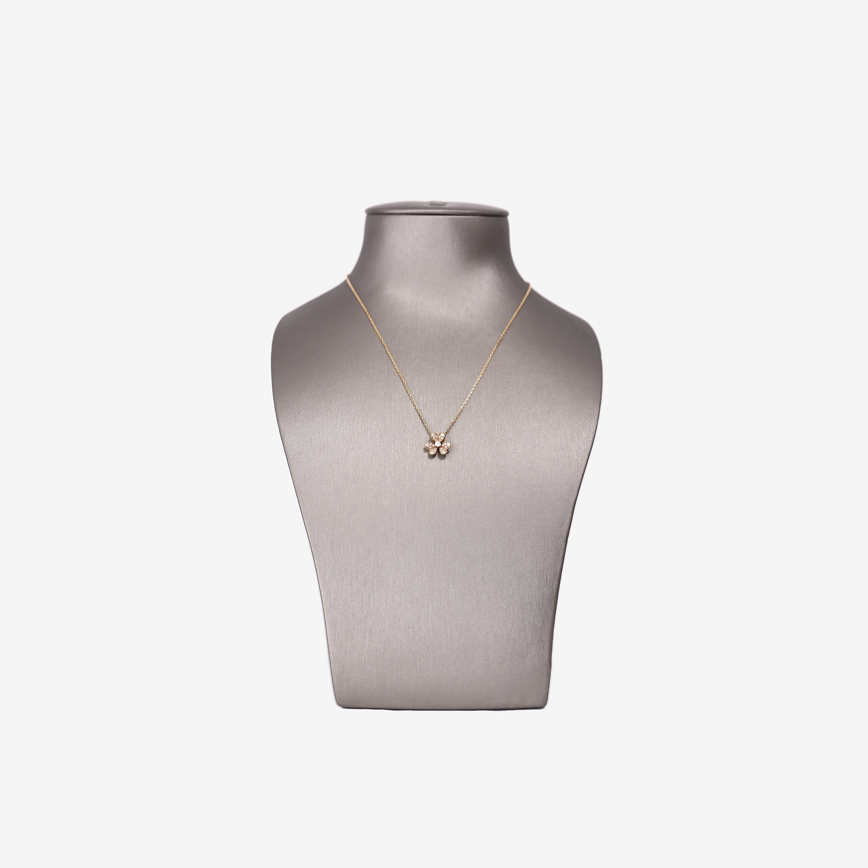Van Cleef & Arpels Frivole Mini Diamond Necklace in 18k Pink Gold with Diamonds front view