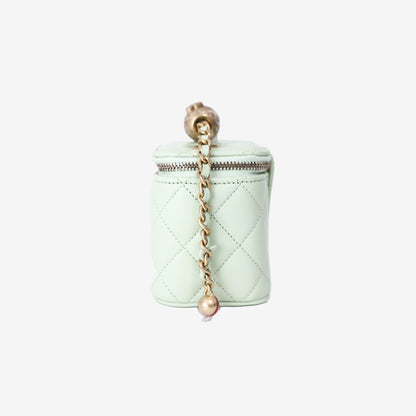 Chanel Mini Square Vanity Case in Light Green Lambskin with Gold Hardware