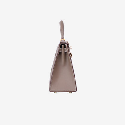 Hermès Kelly 28 in Etoupe Epsom Leather with Gold Hardware side view