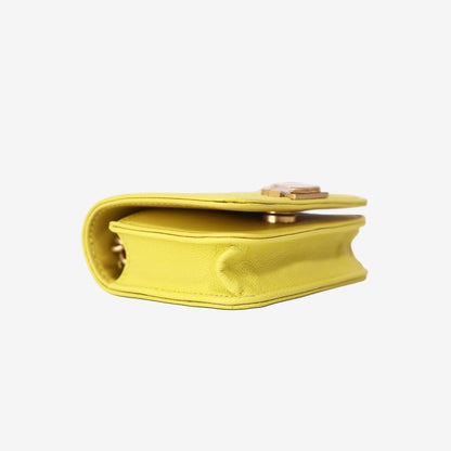 Chanel Chevron Quilted Belt Bag in Yellow Calfskin Leather with Gold Hardware bottom side view