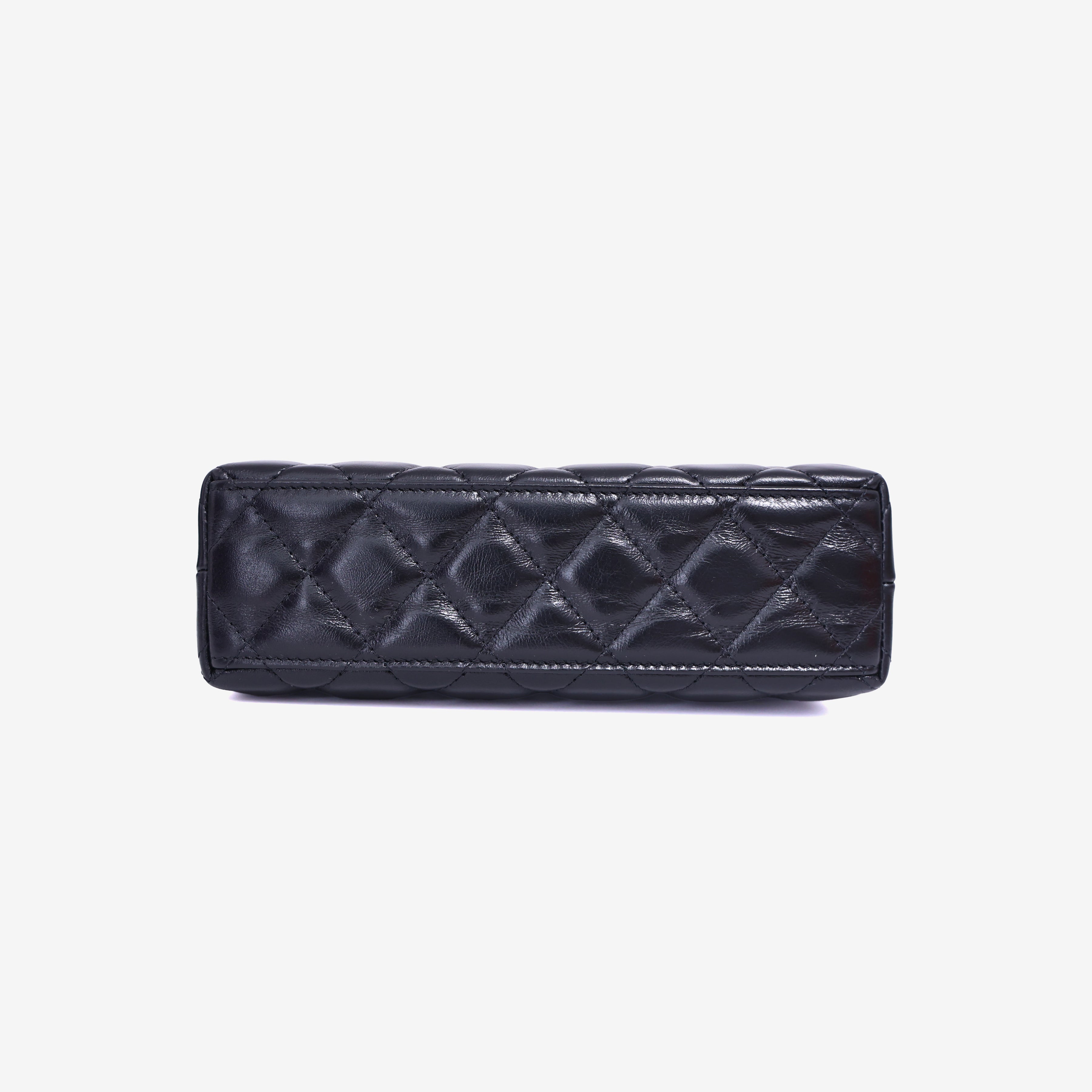 Chanel Kelly Nano Bag in Black Calfskin Leather with Gold Hardware bottom view