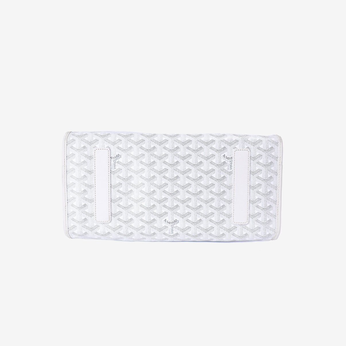 Goyard Saint Léger Backpack in White Goyardine Canvas with Chevroches Calfskin Trim with Silver Hardware bottom view