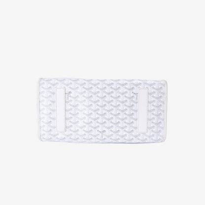 Goyard Saint Léger Backpack in White Goyardine Canvas with Chevroches Calfskin Trim with Silver Hardware bottom view