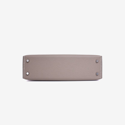 Hermès Mini Kelly 20 in Gris Foncé Epsom Leather with Palladium Hardware bottom view