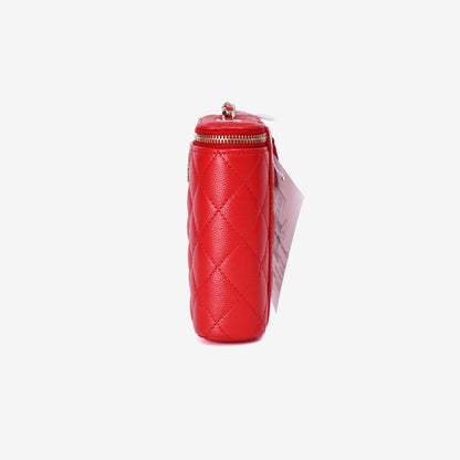 Chanel Vertical Vanity Case in Red Caviar Leather with Gold Hardware