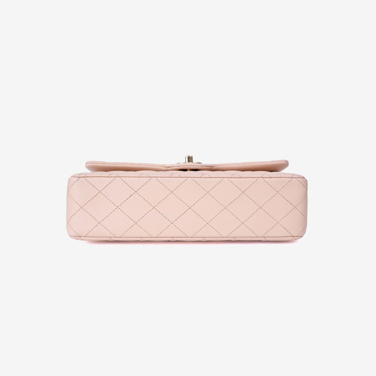 Chanel Classic Double Flap Medium Bag in Beige Clair Caviar Leather with Gold Hardware bottom view
