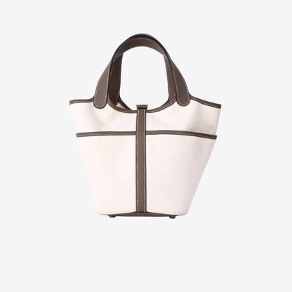 Hermès Picotin Cargo 18 in Étoupe/Ecru Canvas/Leather with Gold Hardware