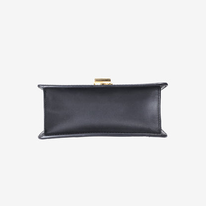 Gucci Sylvie Small Chain Bag in Black Calfskin Leather with Gold Hardware