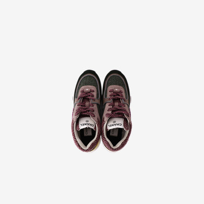 Chanel CC Low Top Sneakers in Multicolour Tweed and Suede (Size 38)