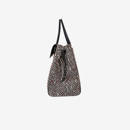 Chanel 26S Large Shopping Bag in Black and Ecru Tweed