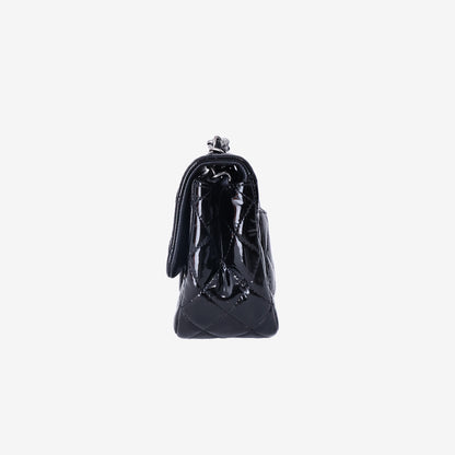 Chanel Mini Classic Flap Bag in Black Patent Leather with Silver Hardware