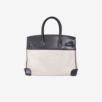 Hermès Birkin 30 in Noir Toile Canvas and Swift Leather with Palladium Hardware