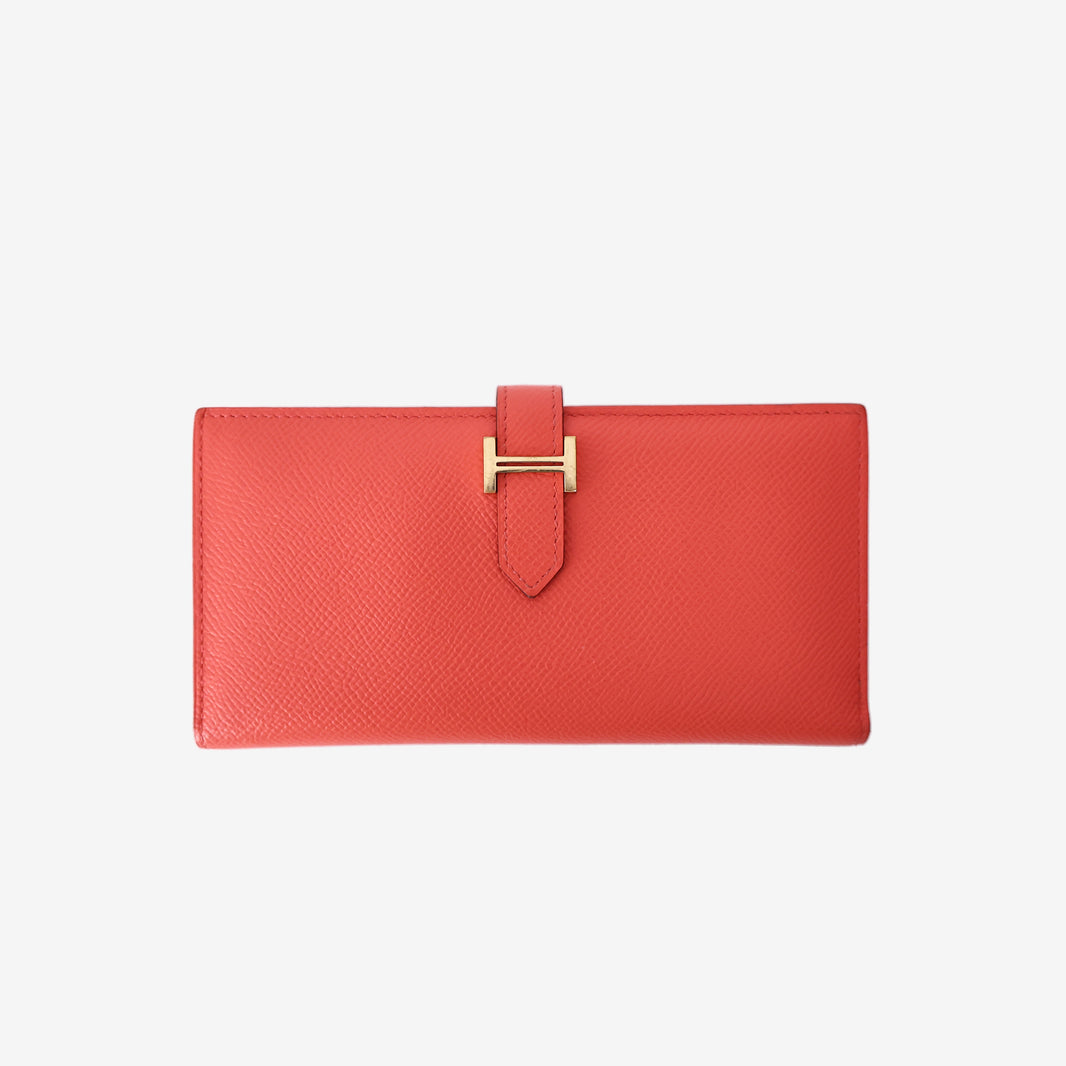 Hermès Béarn Wallet in Red Epsom Leather with Gold Hardware