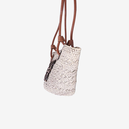 Loewe Anagram Mini Basket Bag in Natural/Tan Handwoven Iraca Palm with Calfskin Leather