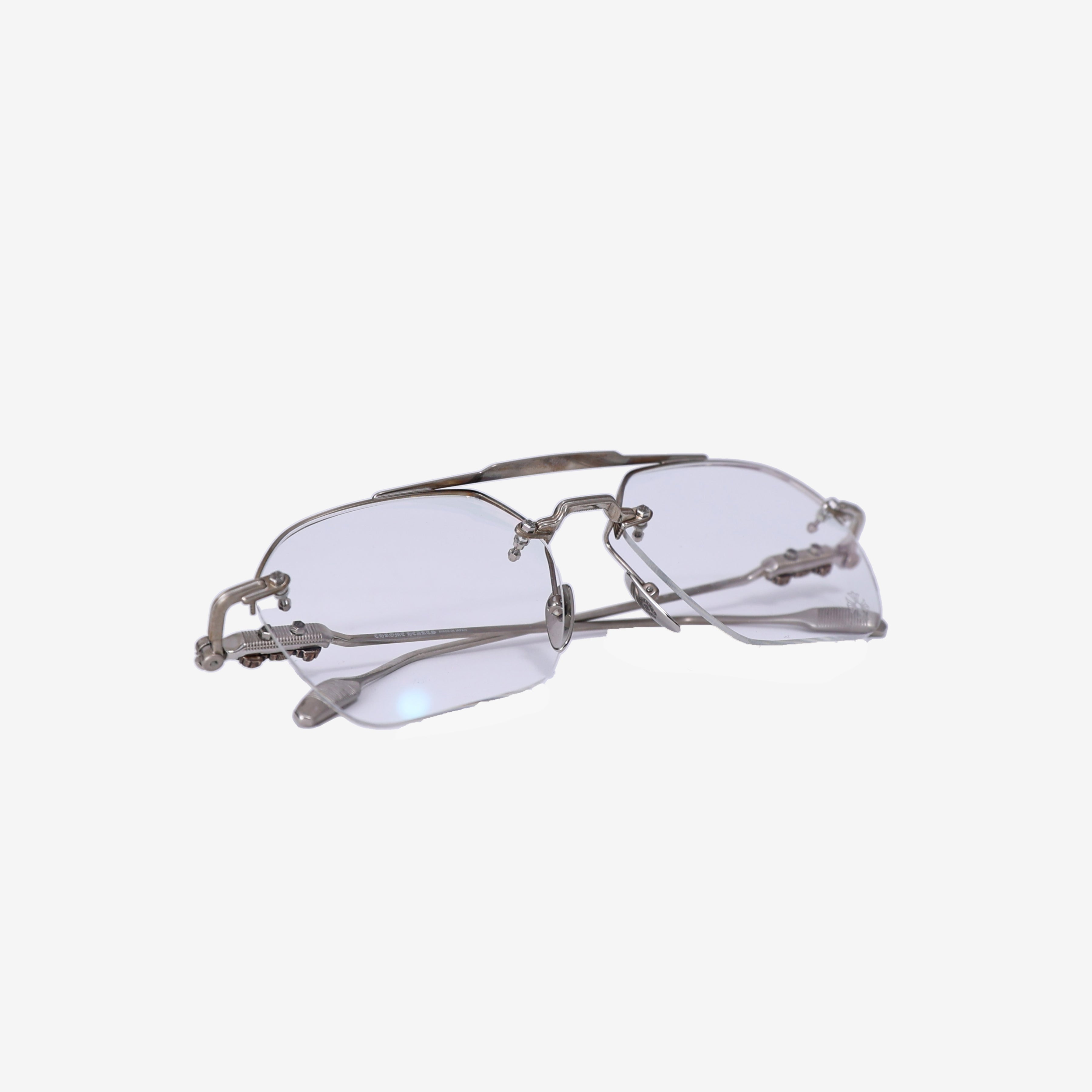 Chrome Hearts Fluid Frame Glasses in Silver Metal bottom side view