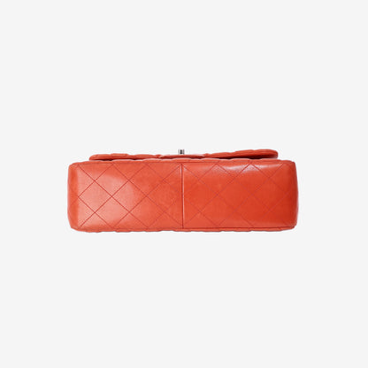 Chanel Jumbo Classic Flap Bag in Orange Lambskin Leather with Silver Hardware (Contact to Enquire)