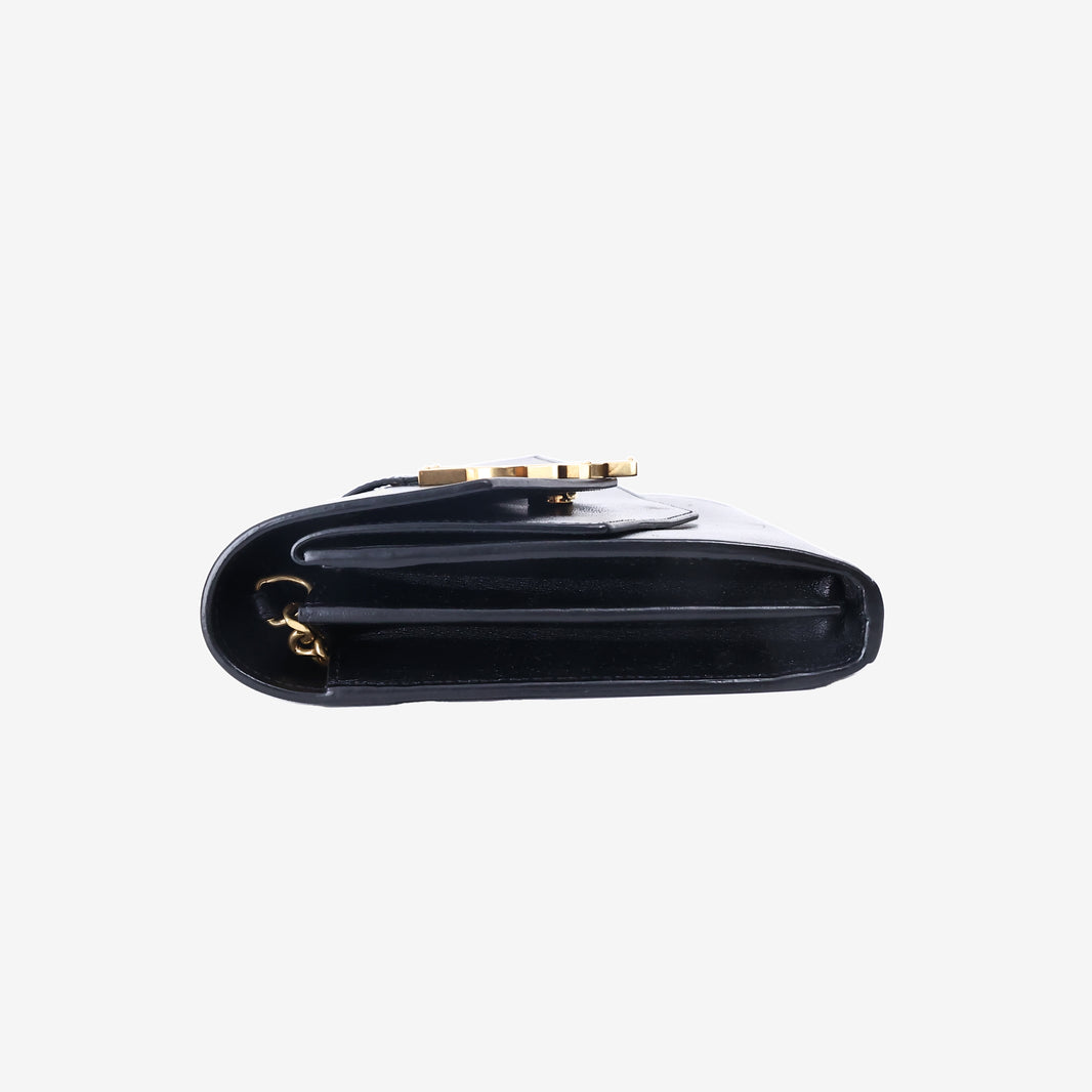 Saint Laurent Monogram Sulpice Chain Wallet in Black Calfskin Leather with Gold Hardware (Contact to Enquire)