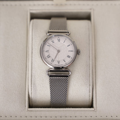 Fendi Palazzo Watch in Silver Stainless Steel with Mother-of-Pearl Dial detail view
