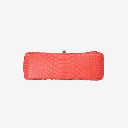 Chanel Classic Mini Rectangular Flap Bag in Red Python Skin with Gold Hardware