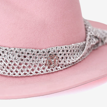 Maison Michel Paris Pink Wool Felt Fedora Hat (Size L)