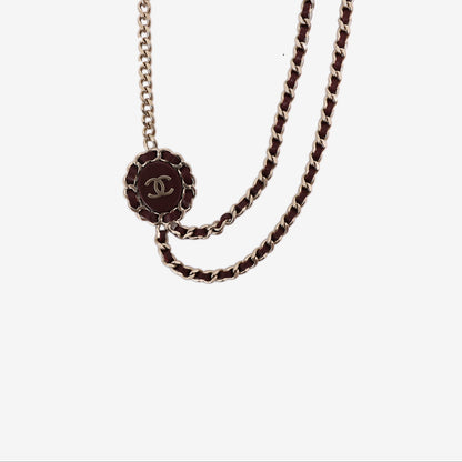 Chanel Leather Chain Necklace in Burgundy Lambskin