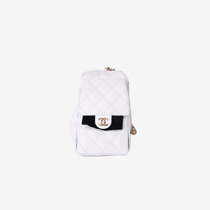Chanel 25 Small Handbag in White Caviar Leather with Gold Hardware