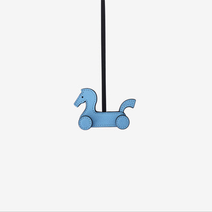 Hermès De Sac Cabriolo Bag Charm in Blue Epsom Leather